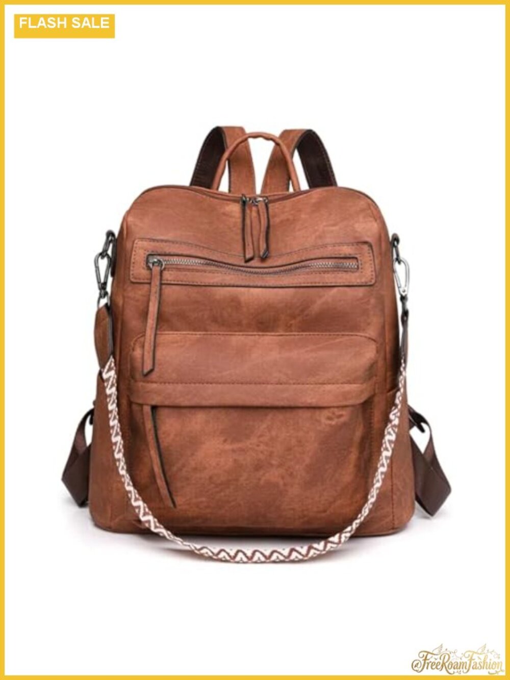 Women's PU Leather Backpack Purse, Multiple Pockets Waterproof Travel Daypack